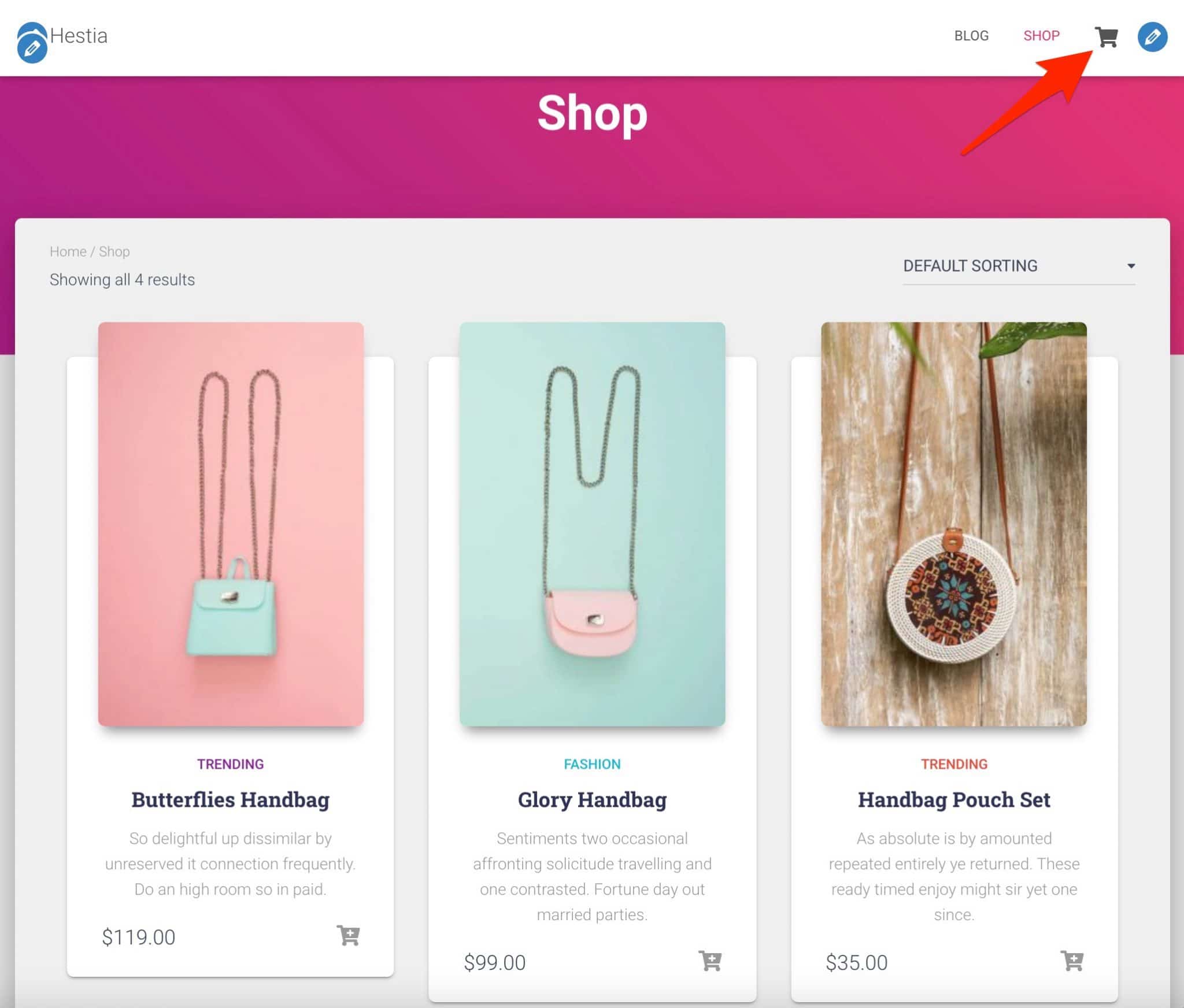 Le Panier apparaît au sein de votre menu WordPress.