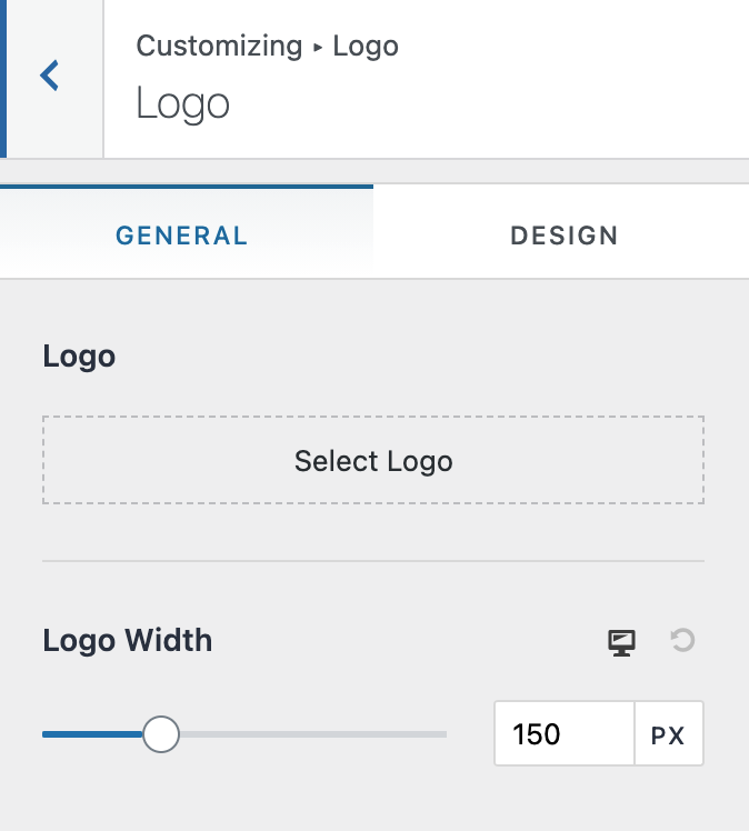 Logo settings of the Astra theme on WordPress.