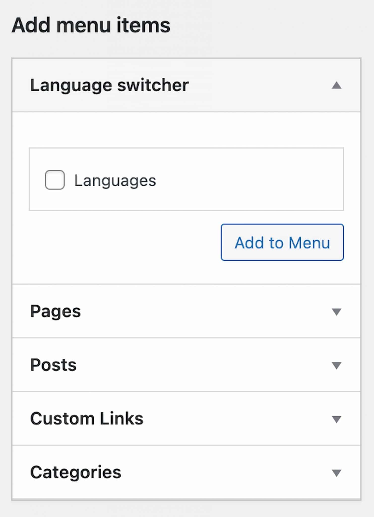Polylang widget menu.