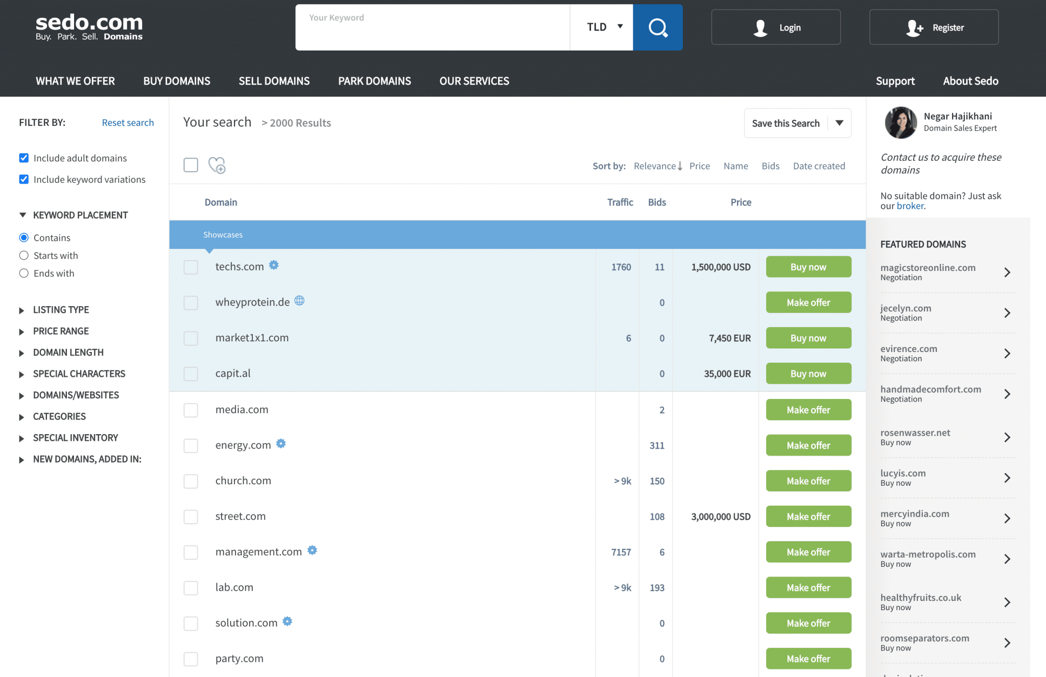 Sedo's marketplace allows you to buy or sell domain names.