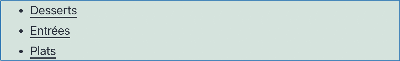 Le bloc « Widget » WordPress Catégories.