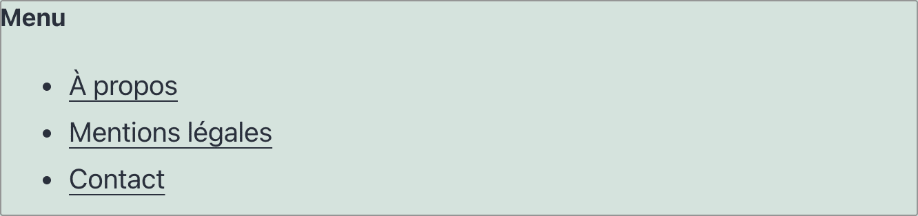 Le bloc « Widget » WordPress Menu de navigation.