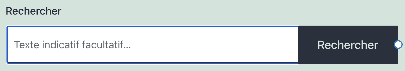 Le bloc « Widget » WordPress Recherche.