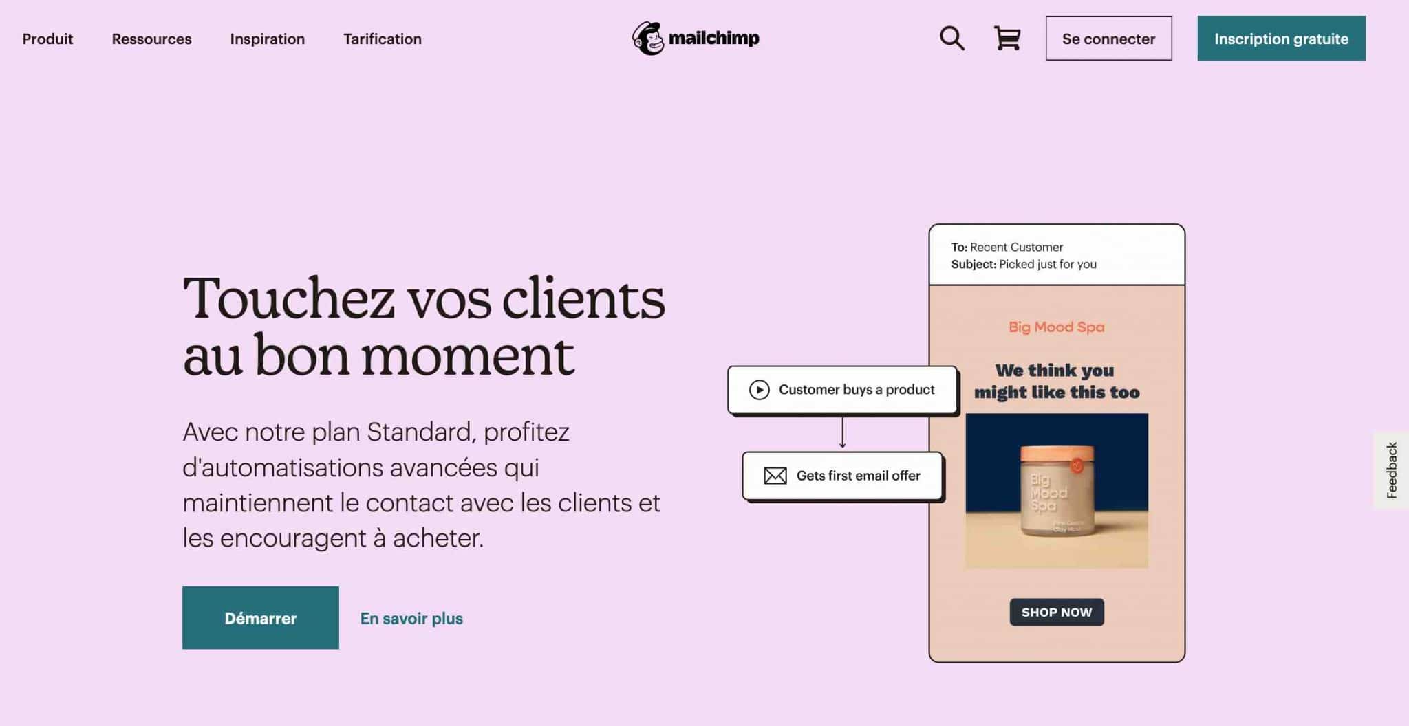 La page d'accueil du site Mailchimp.