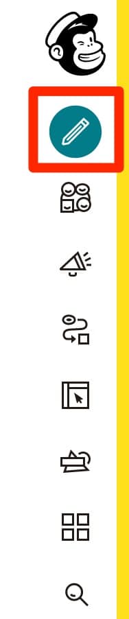 Mailchimp pen icon to create a newsletter.