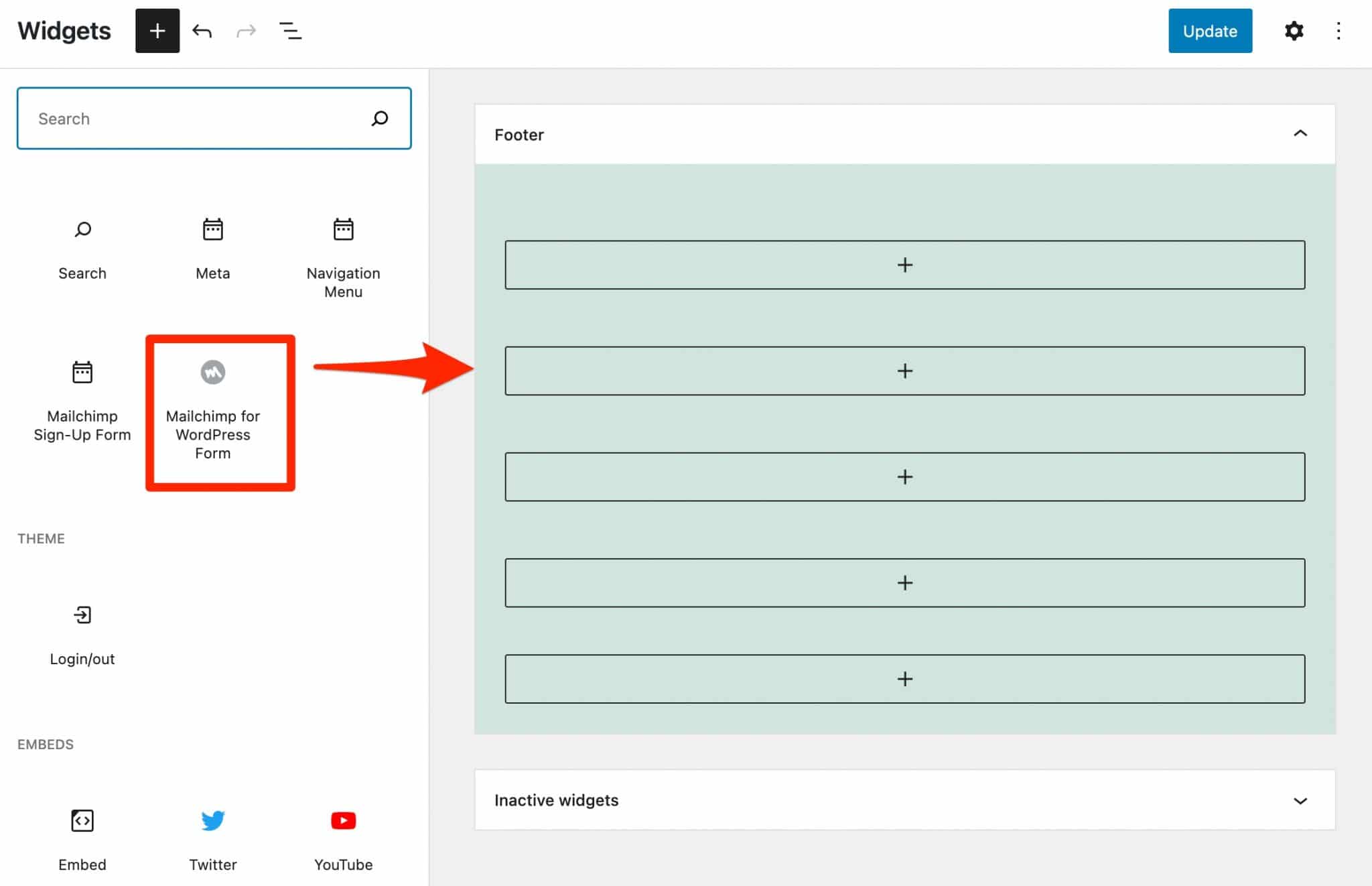 Adding a form on a WordPress site in a widget area.