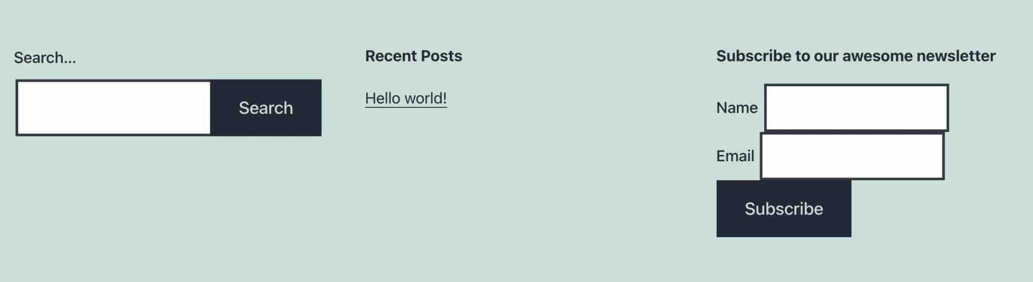 Preview of the widget Mailchimp for WordPress form.