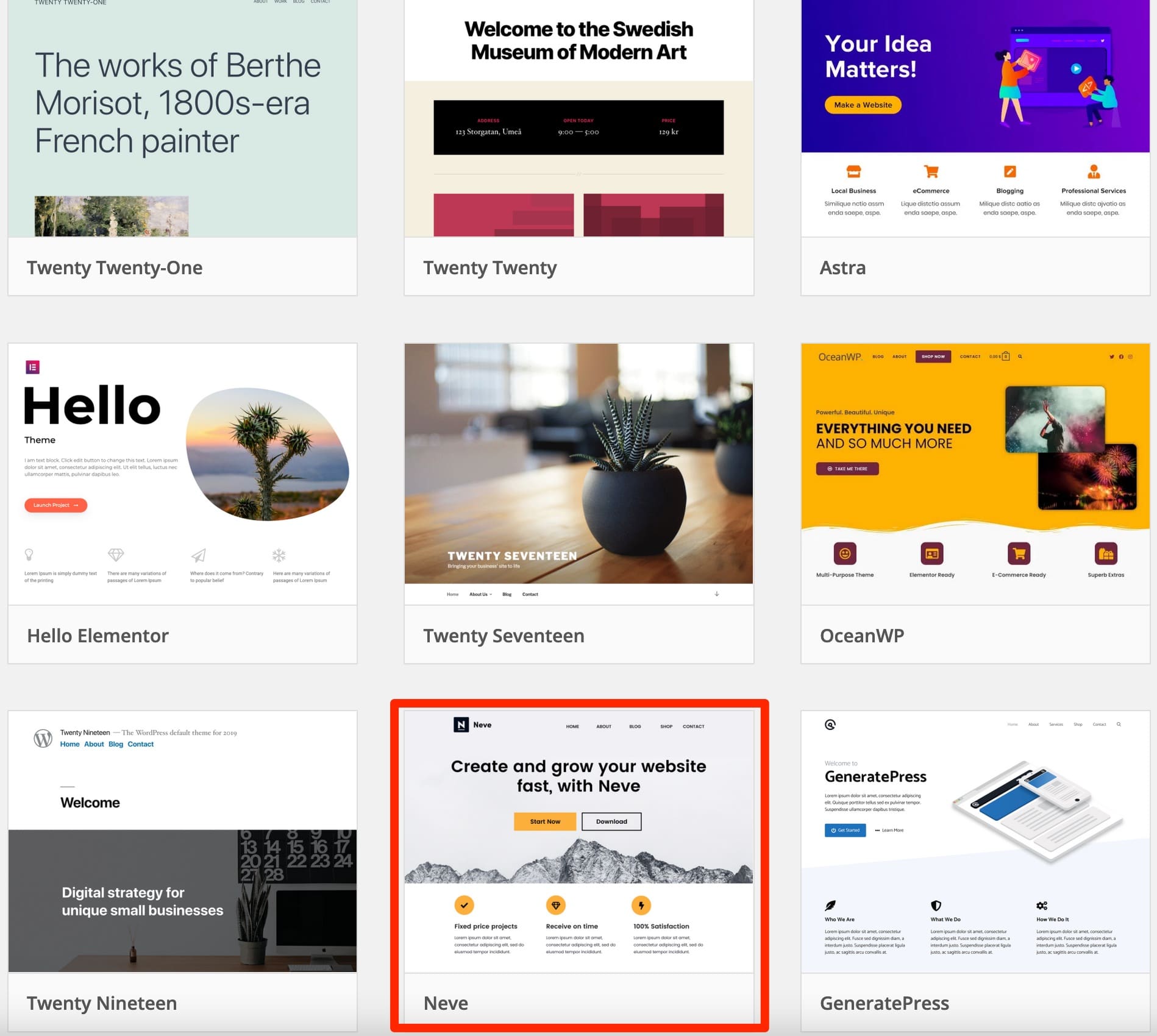 Neve theme in the official WordPress repository.