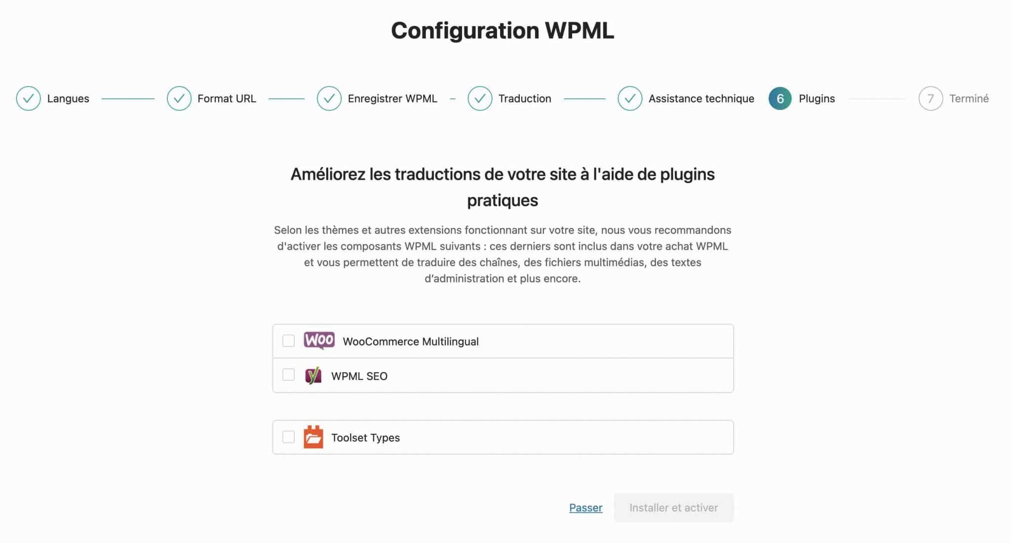 Ajout des add-ons de WPML.