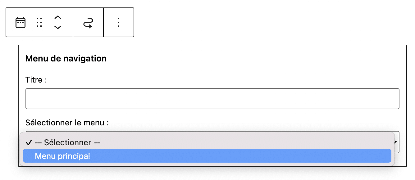 Utiliser le widget Menu de navigation de WordPress.