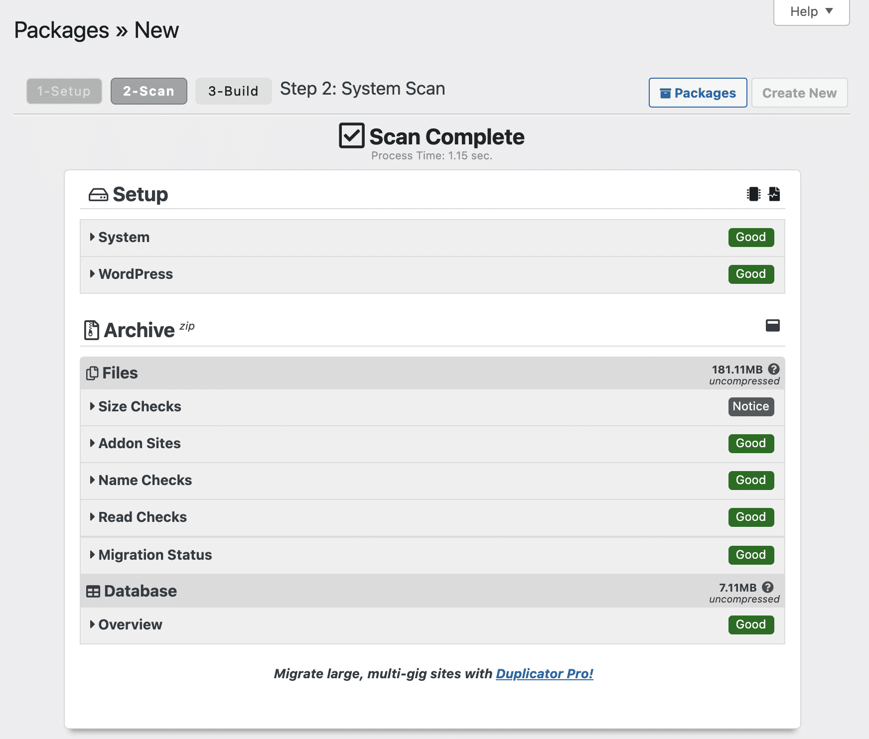 Packages are created by Duplicator.