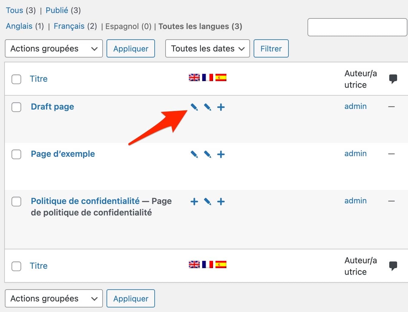 Vous pouvez facilement modifier la traduction d'une page avec WPML.