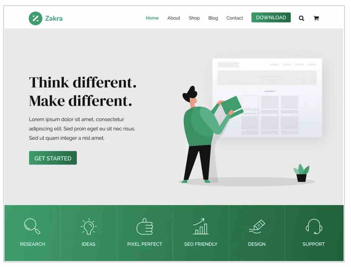 Zakra thème WordPress sur le répertoire officiel.