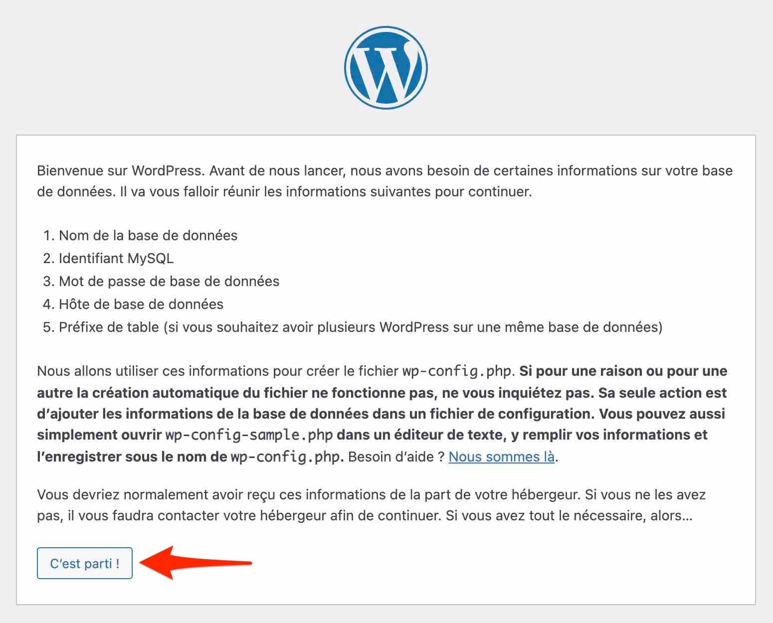Lier WordPress à la base de données.
