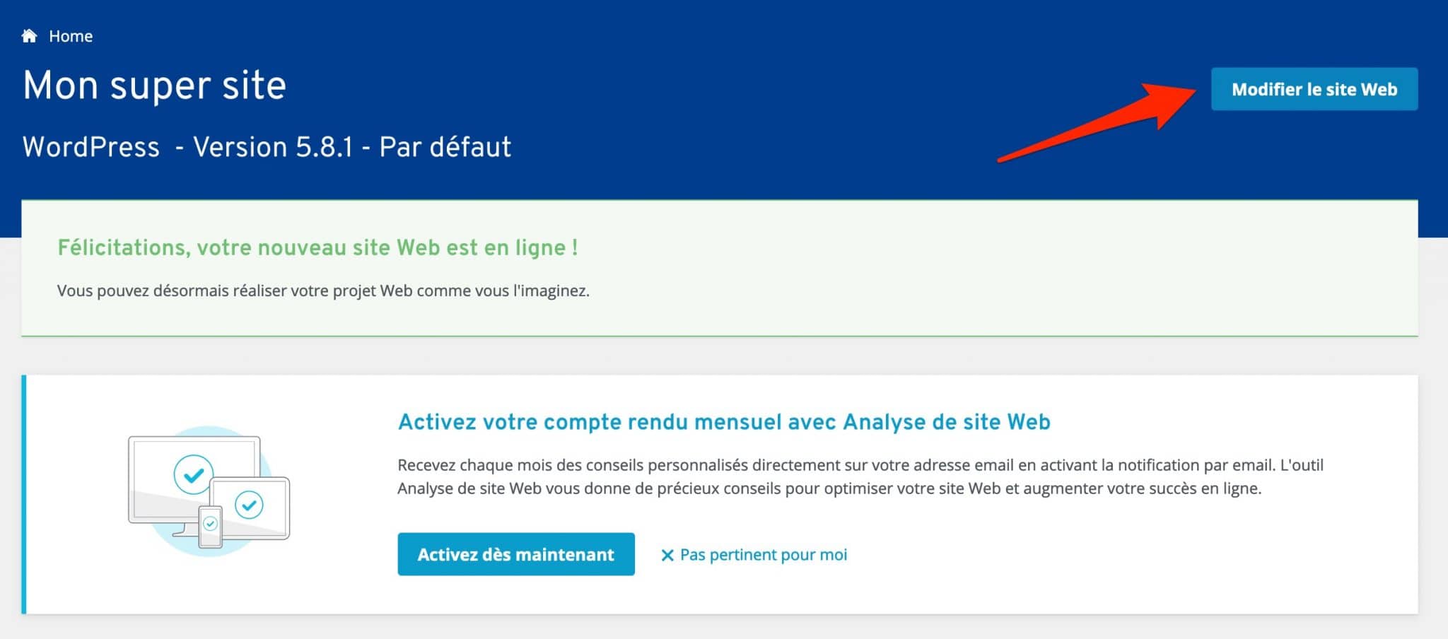 Modifier le site web sur IONOS.