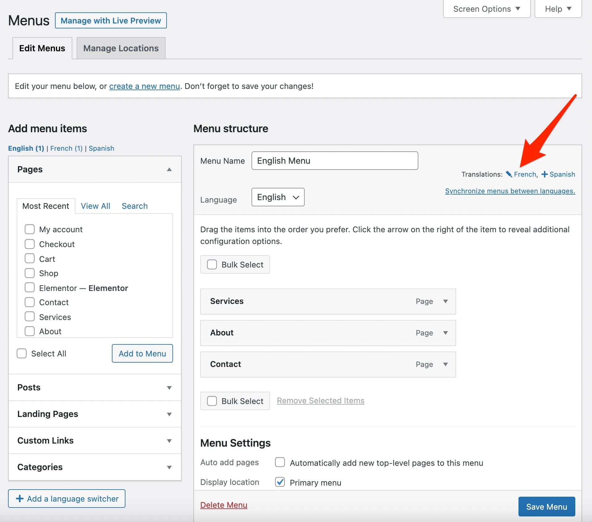 Customization of a menu with WMPL.