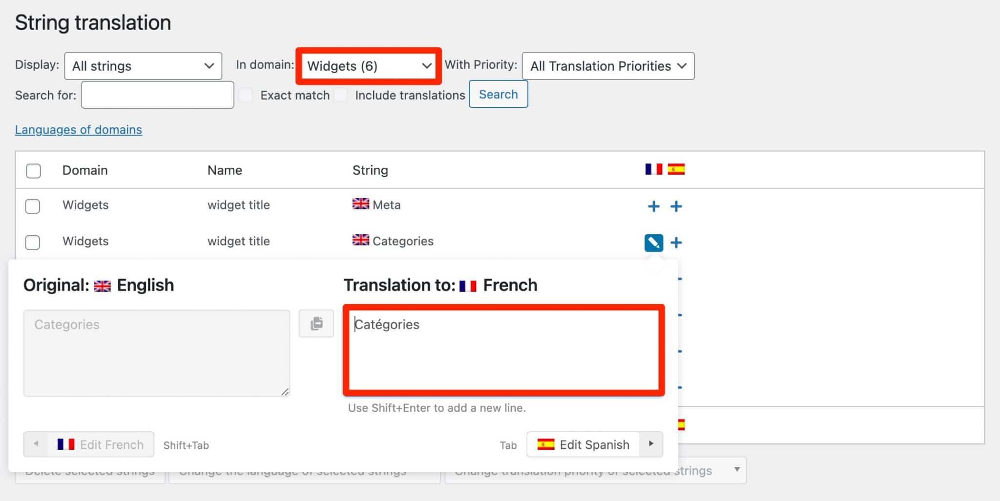 Widgets translation with WPML.