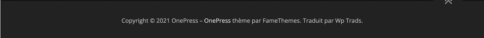 Mention copyright dans le footer d'un site OnePress.