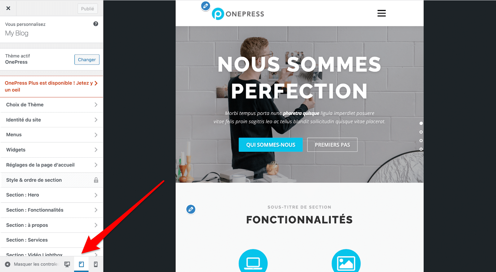 Test de l'aspect responsive du thème OnePress.