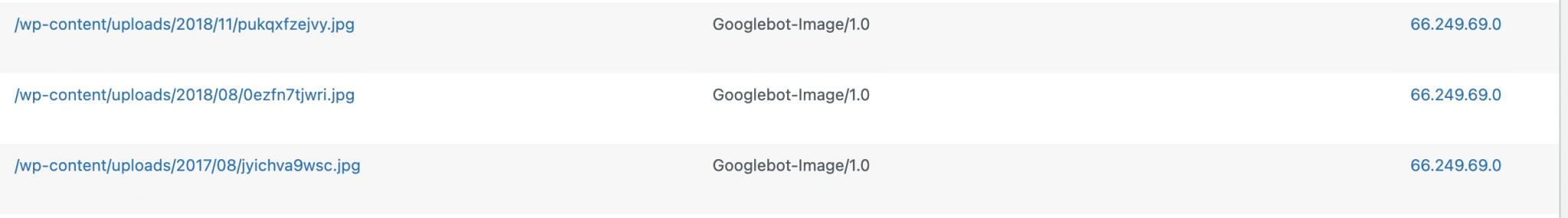 WordPress 404 errors listed with the Redirection plugin that displays examples of bots.