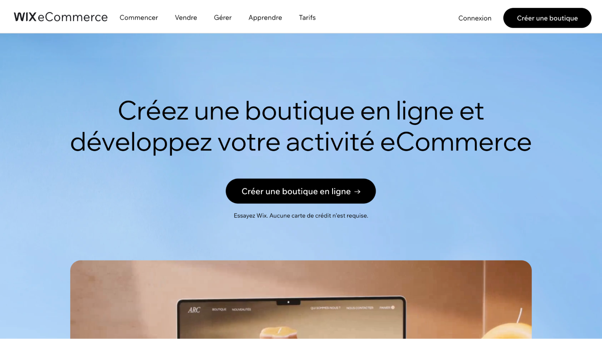L'outil Wix eCommerce permet aussi de créer une boutique e-commerce.