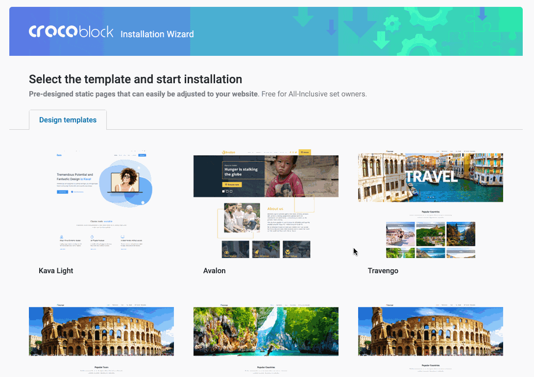 Les templates proposés avec le thème Kava de Crocoblock.
