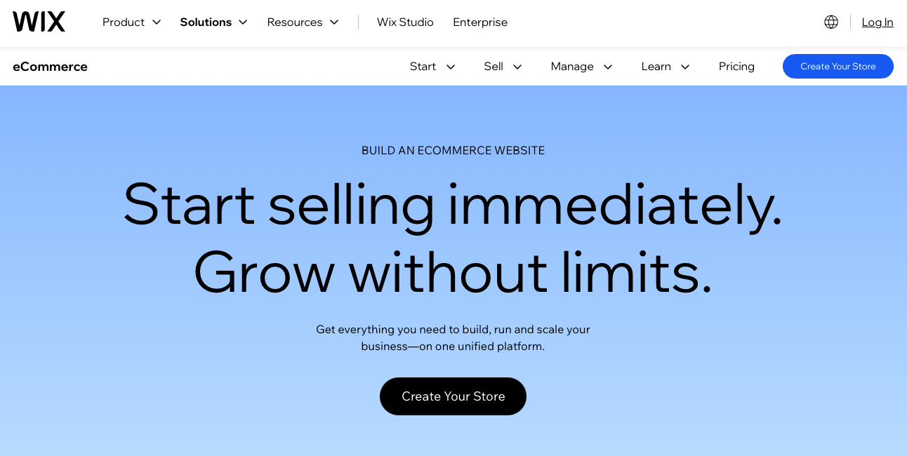 The Wix tool allows you to create an e-commerce store thanks to Wix e-Commerce.