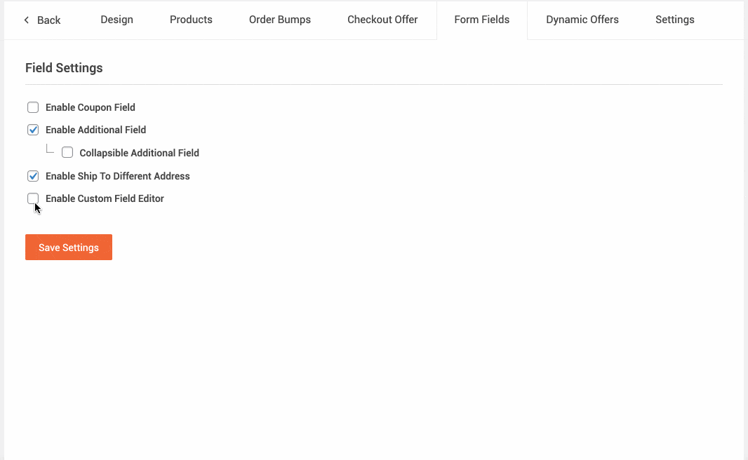 Cartflows allows you to activate dynamic fields on the form of your checkout page.
