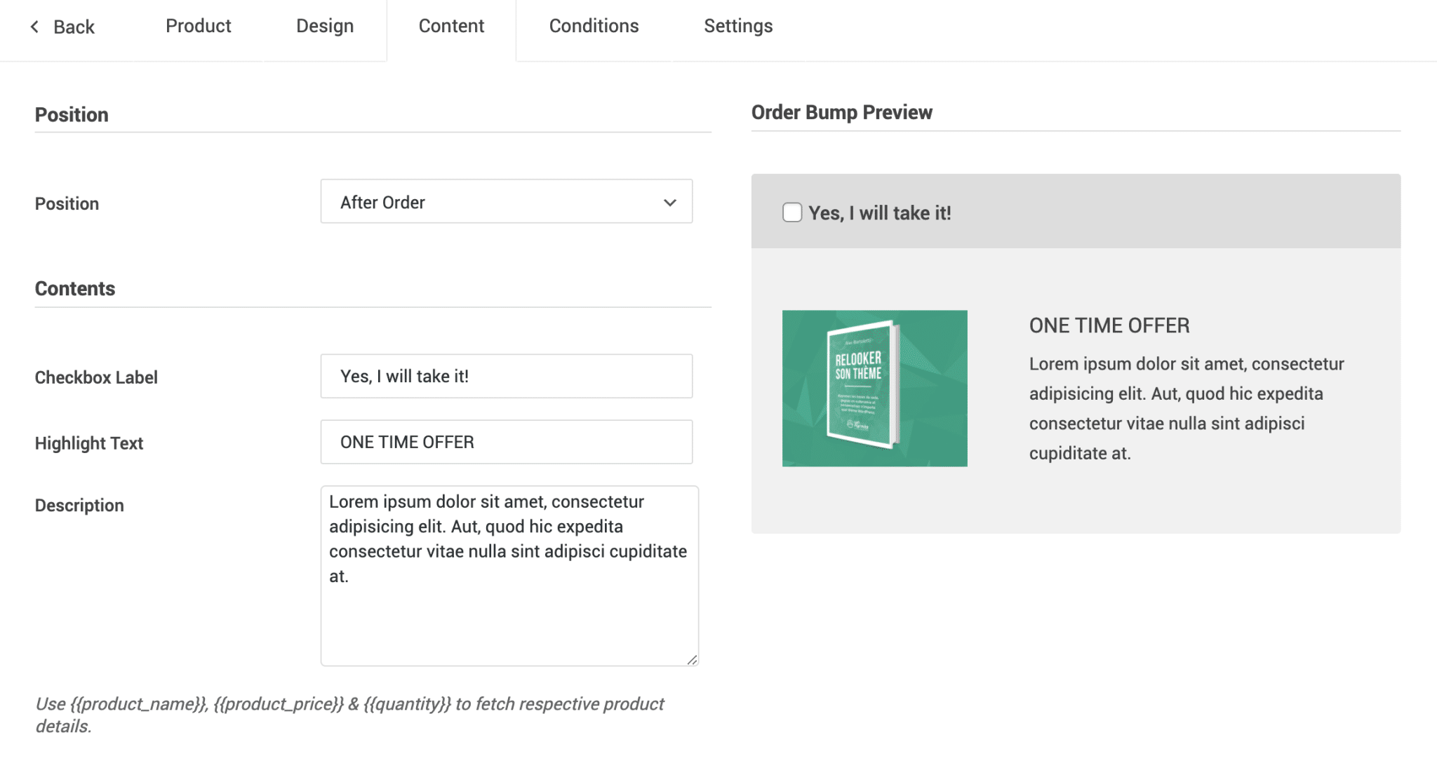 Order bump creation and preview on Cartflows.