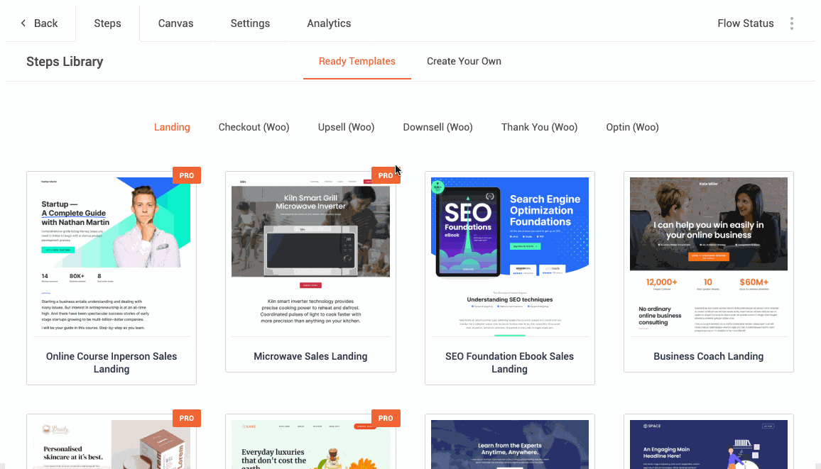 Overview of the Ready Templates in Cartflows.