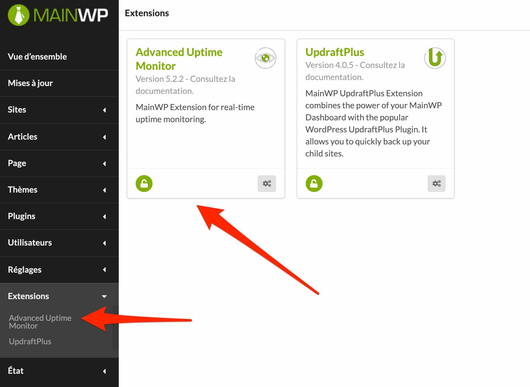 L'extension Advanced Uptime Monitor permet de contrôler la disponibilité de vos sites.