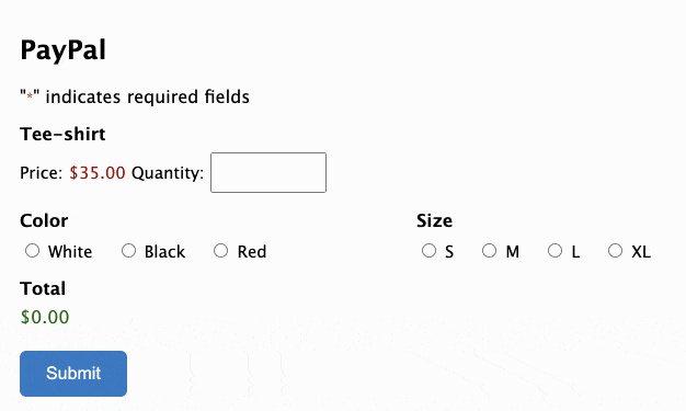 Example of a Gravity Forms PayPal checkout form.