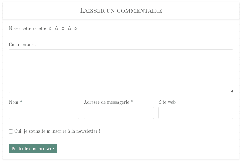 Les avis clients sont intégrés aux commentaires des recettes sur ce blog culinaire.