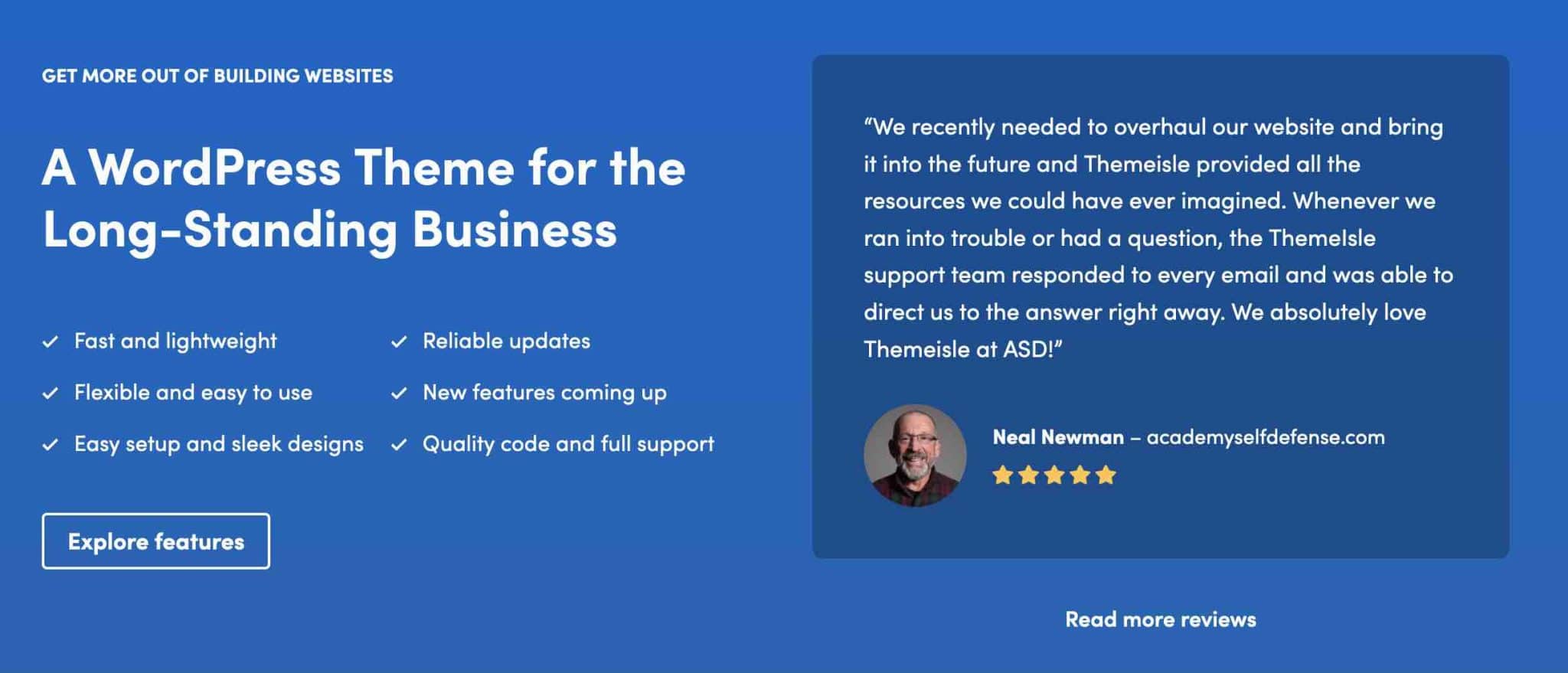 Le thème Neve présente des avis clients WordPress.