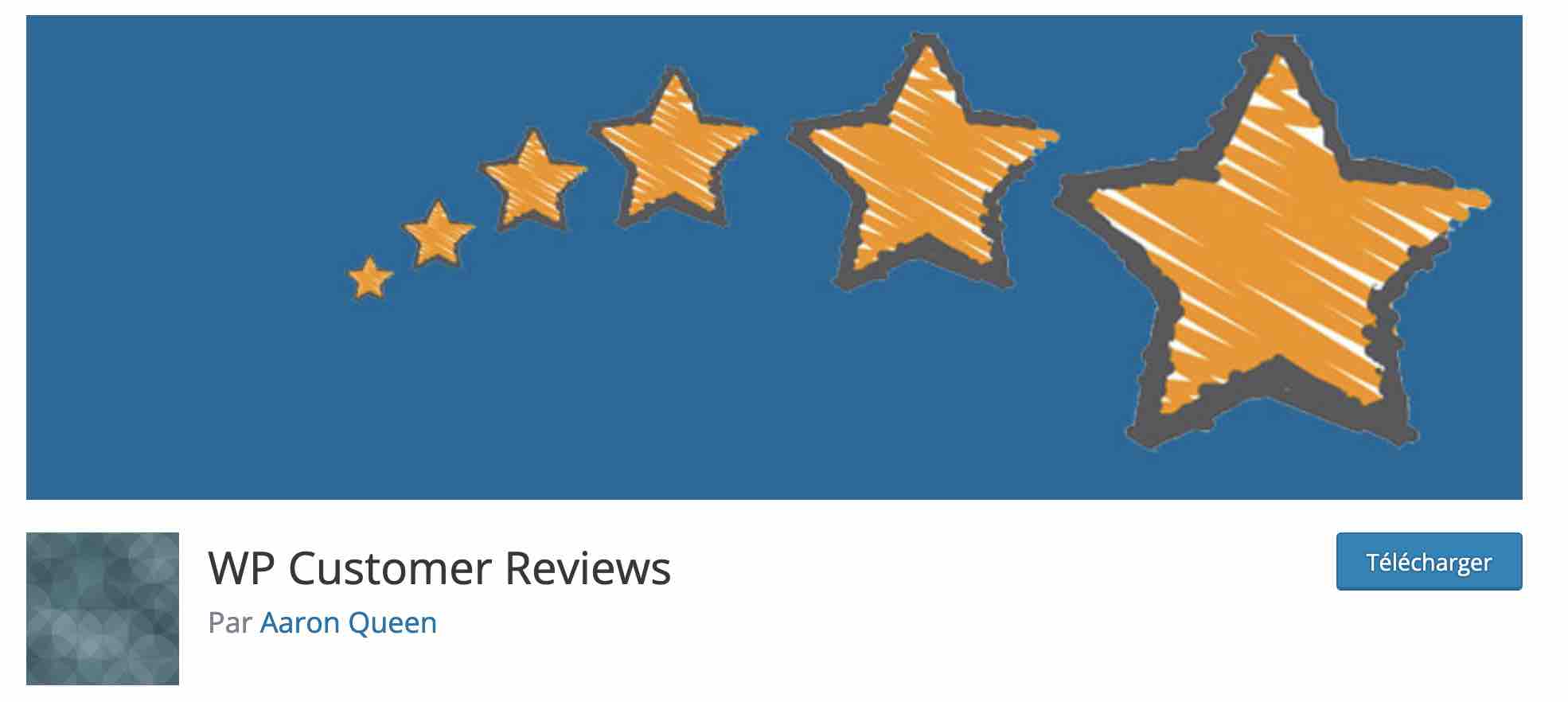 Le plugin WP Customer Reviews permet d'afficher des avis clients sur un site WordPress.