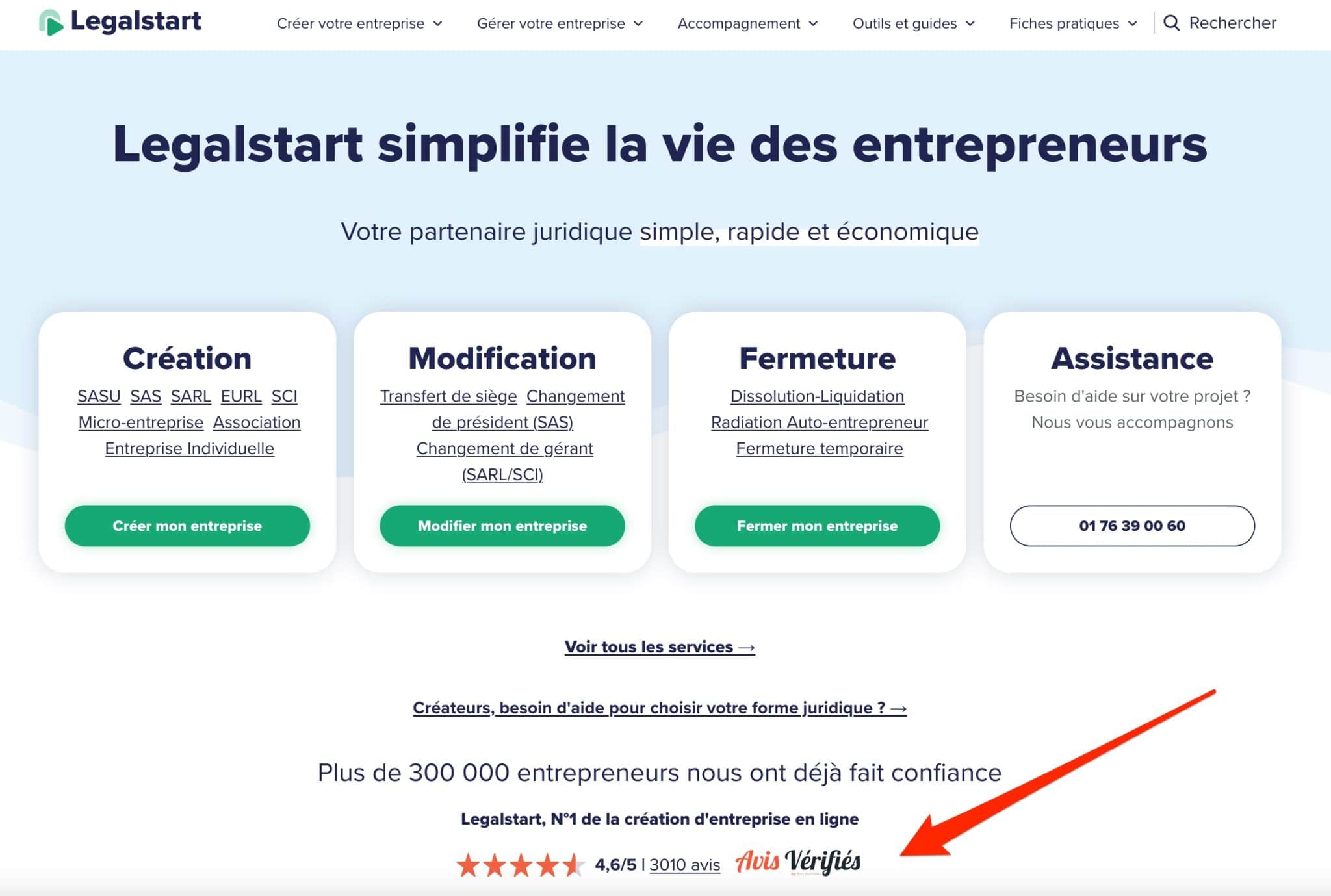 Legalstart affiche des avis vérifiés.