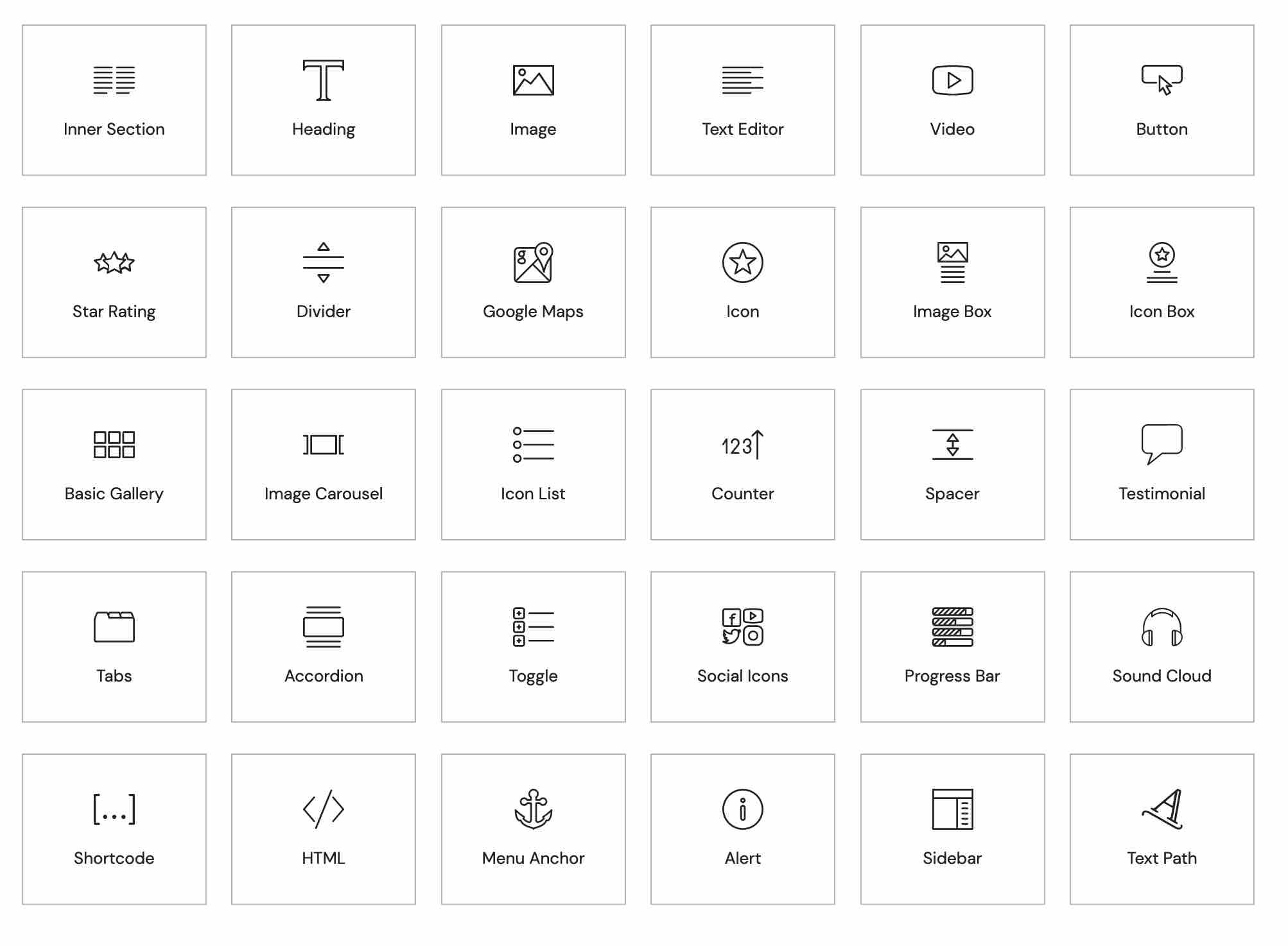 Elementor's basic widgets.
