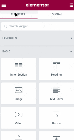 The hamburger menu on Elementor.
