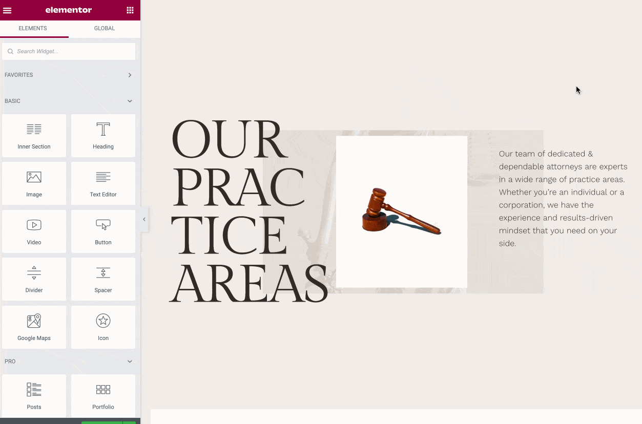 Saving an Elementor template for reuse.