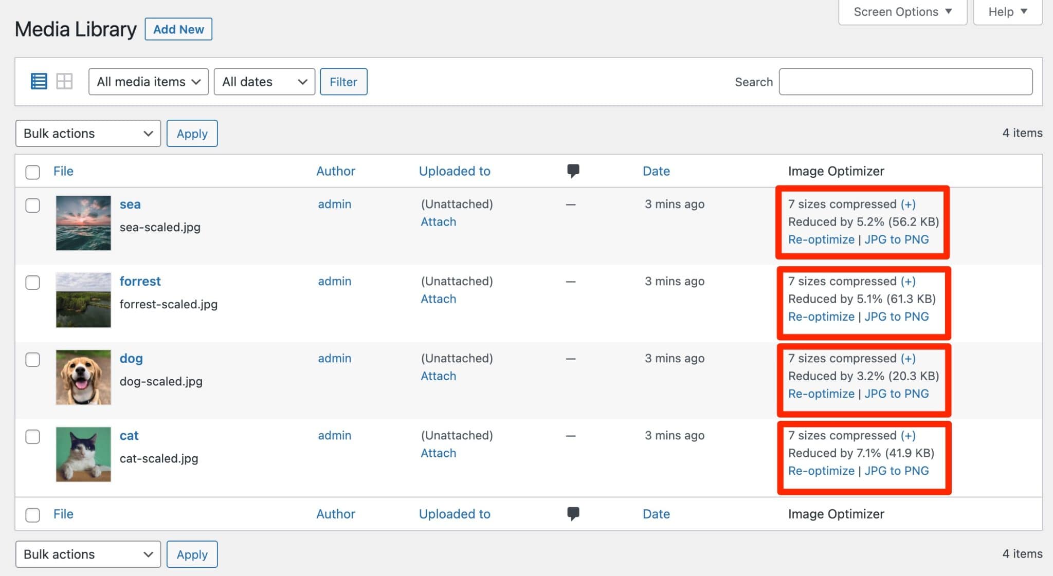 Overview of the image optimization in the EWWW Image Optimizer plugin.