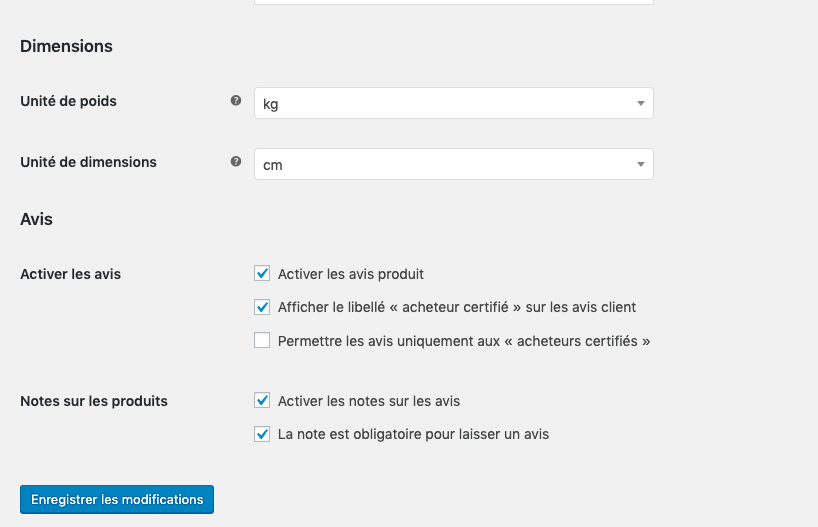 Paramétrage des avis clients sur WooCommerce.