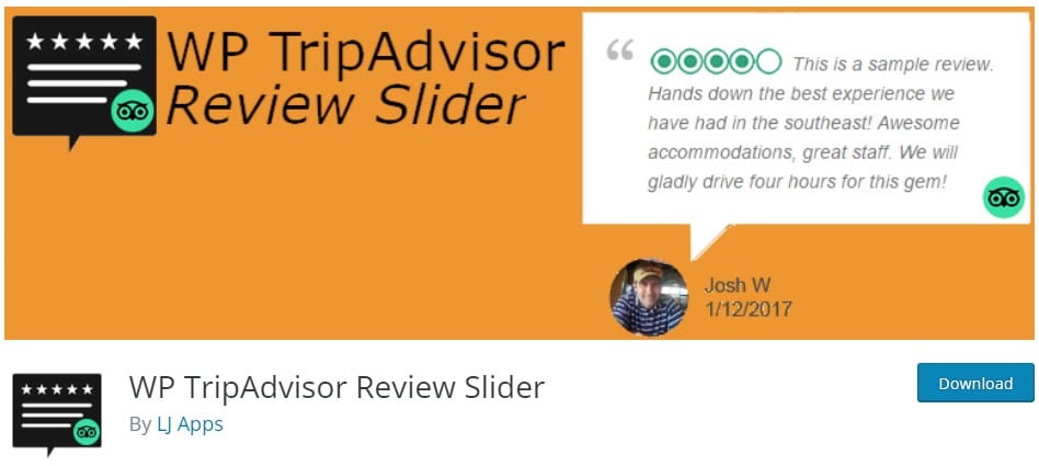 WP TripAdvisor Review Slider plugin download page.