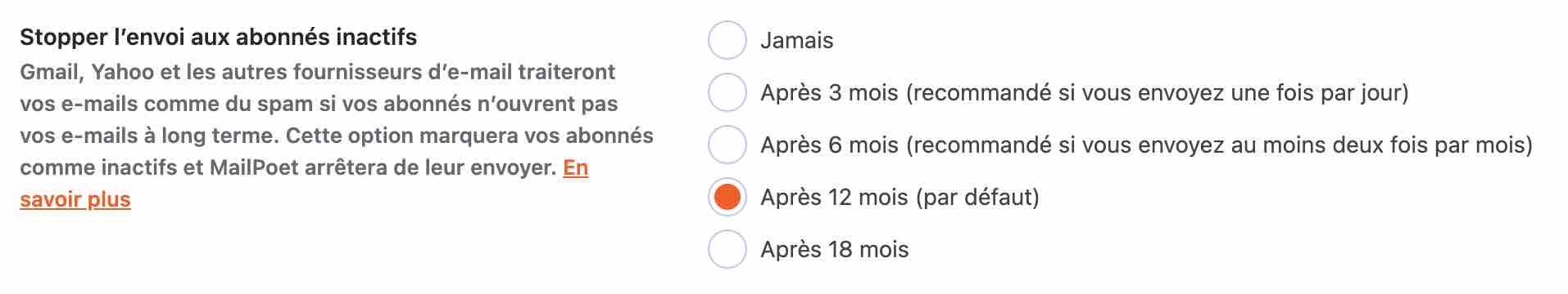 MailPoet permet d'envoyer des e-mails aux abonnés inactifs.
