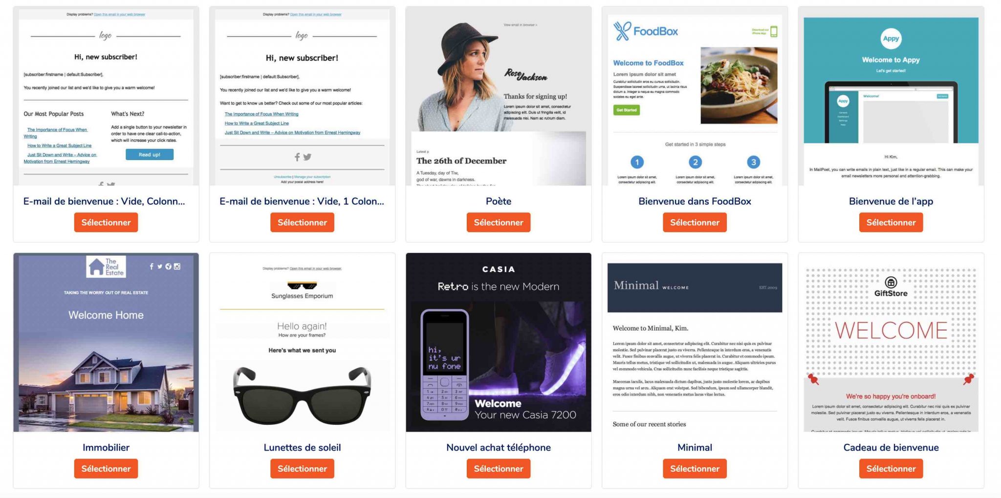 Les templates d'e-mails de bienvenue sur MailPoet.