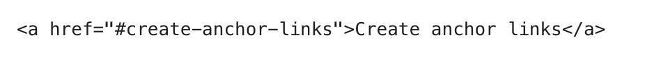 a href link to create an anchor in WordPress.