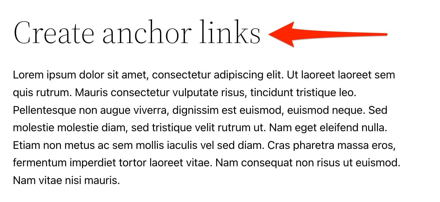 Creation of an anchor on a h2 title.
