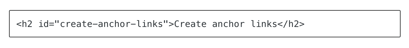 ID attribute added to an h2 tag.