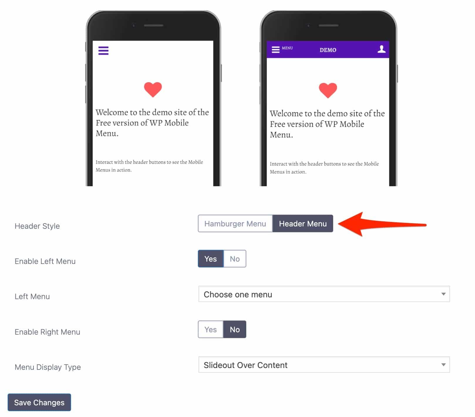 WP Mobile Menu plugin allows to create 2 types of menus in WordPress.