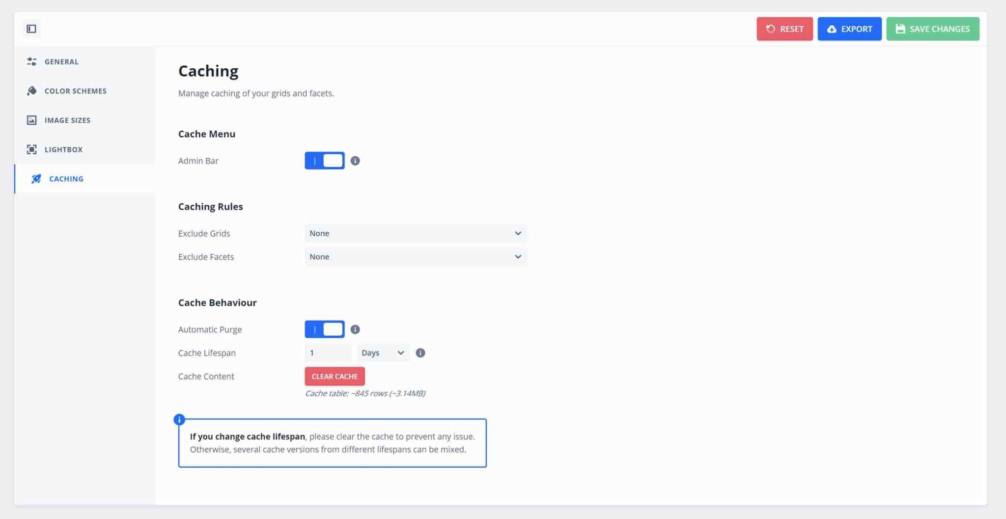 Caching is possible with WP Grid Builder.