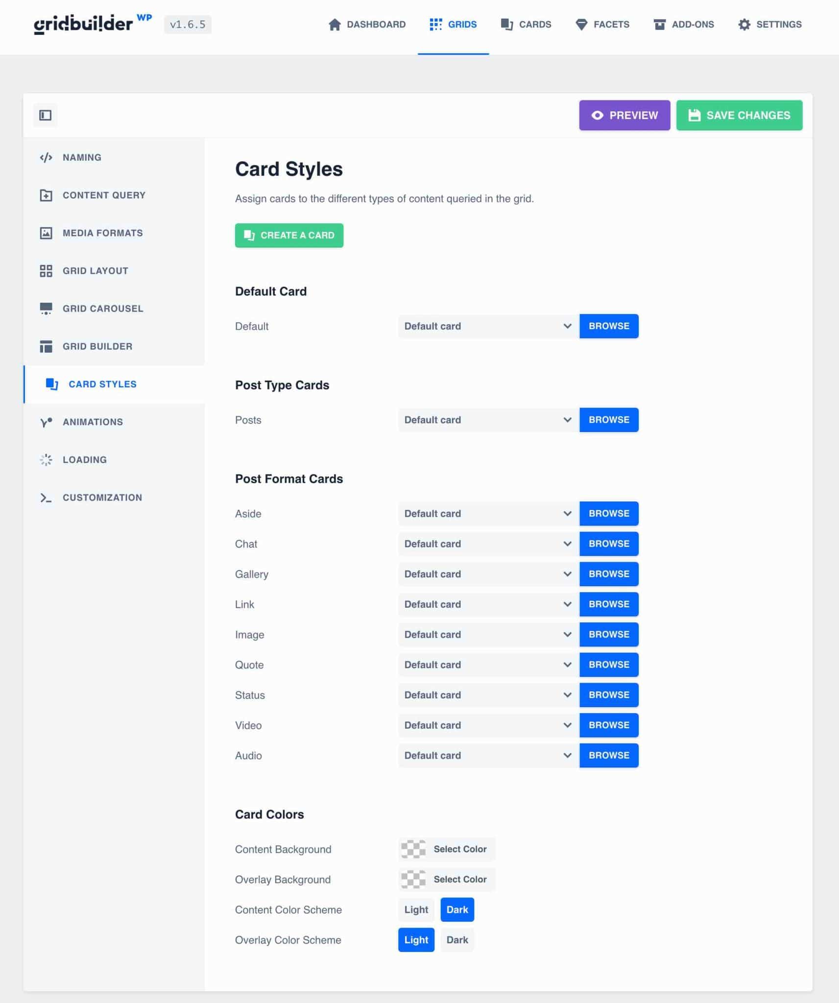 Card Styles tab in WP Grid Builder.